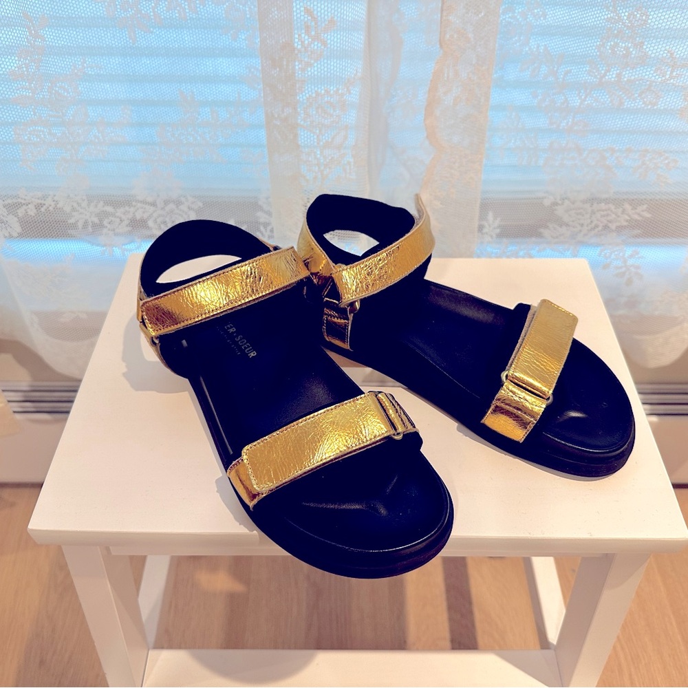 SISTER X SOEUR gold gladiator-style sandals